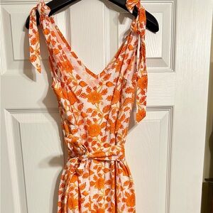 Victoria Dunn Floral Orange belted Dress